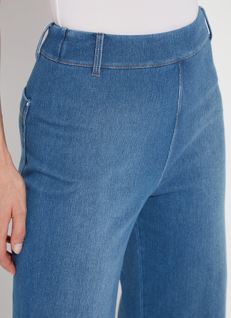 Lysse Erin Hi Waist Wide Leg Denim (28" Inseam) Antique Wash Smoked Green