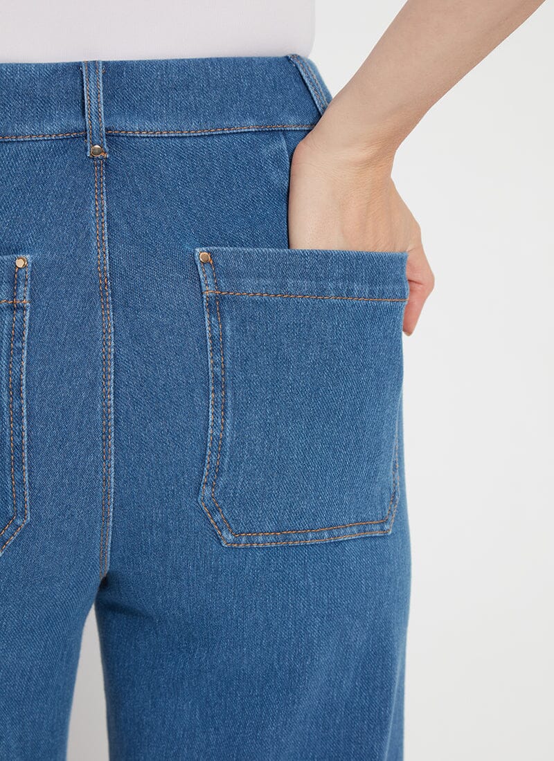 Lysse Erin Hi Waist Wide Leg Denim (28" Inseam) Antique Wash Smoked Green