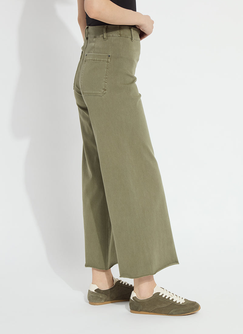 Lysse Erin Hi Waist Wide Leg Denim (28" Inseam) Antique Wash Smoked Green