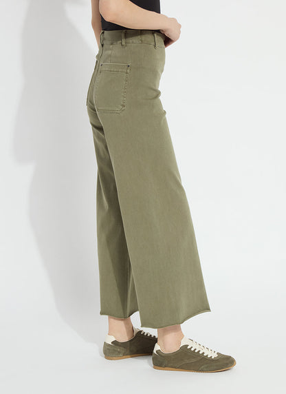 Lysse Erin Hi Waist Wide Leg Denim (28" Inseam) Antique Wash Smoked Green