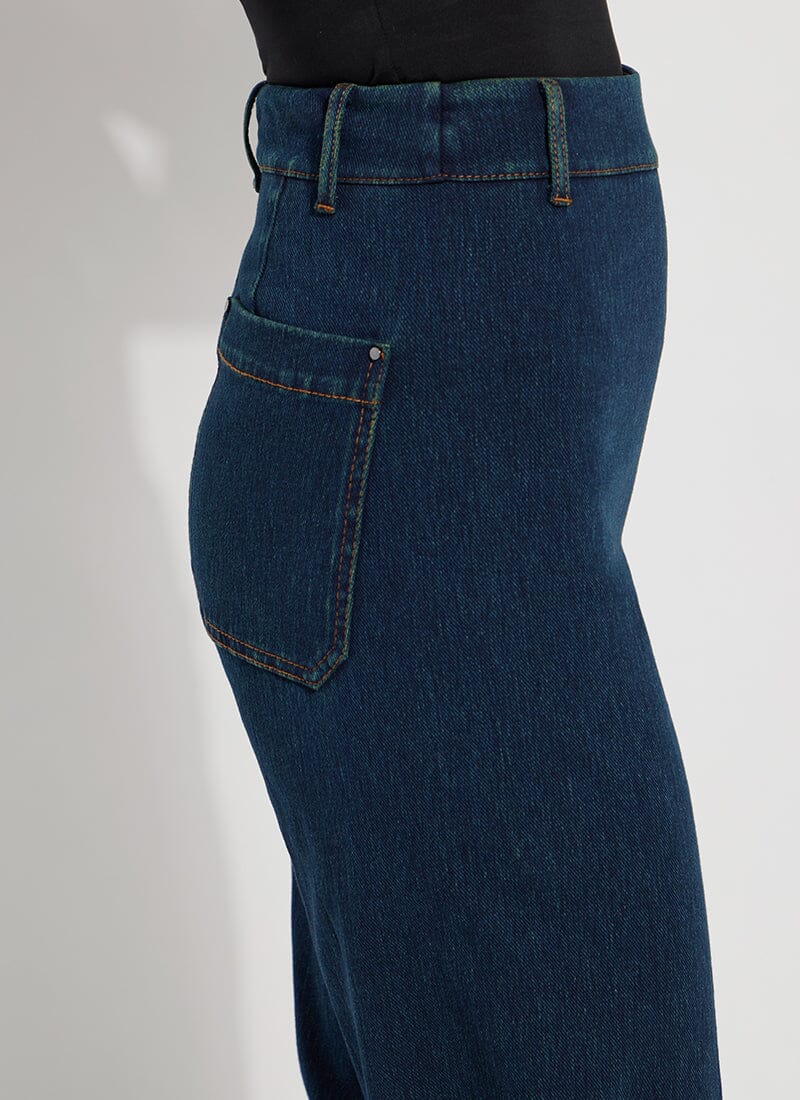 Lysse Erin Hi Waist Wide Leg Denim (28" Inseam) Antique Wash Smoked Green