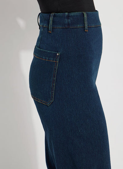 Lysse Erin Hi Waist Wide Leg Denim (28" Inseam) Antique Wash Smoked Green