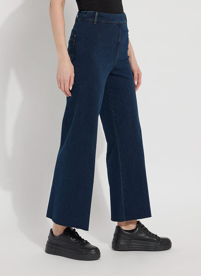Lysse Erin Hi Waist Wide Leg Denim (28" Inseam) Antique Wash Smoked Green
