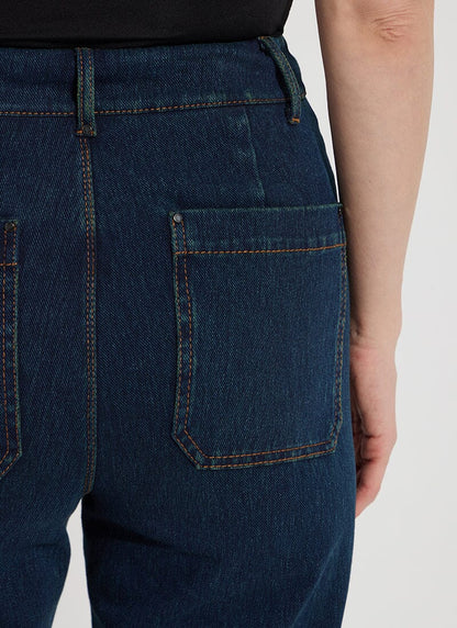 Lysse Erin Hi Waist Wide Leg Denim (28" Inseam) Antique Wash Smoked Green