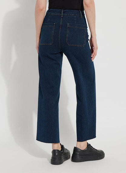 Lysse Erin Hi Waist Wide Leg Denim (28" Inseam) Antique Wash Smoked Green