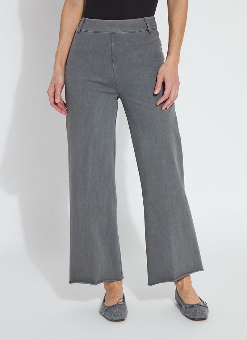 Lysse Erin Hi Waist Wide Leg Denim (28" Inseam) Antique Wash Smoked Green
