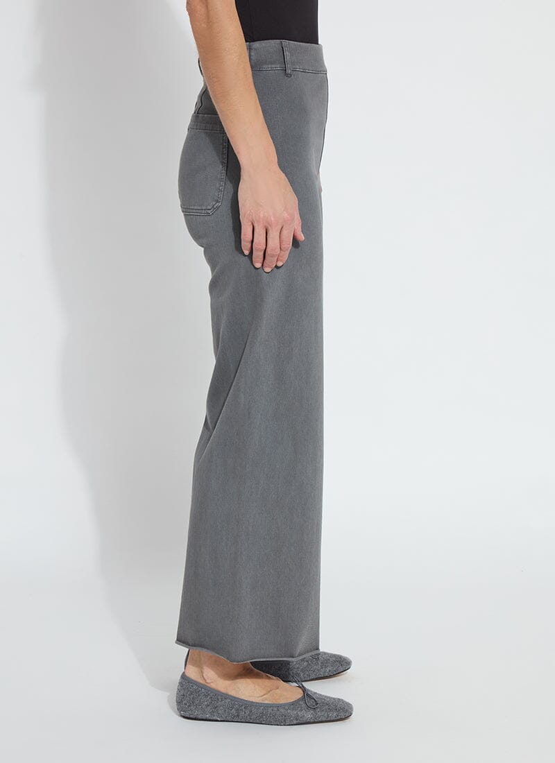 Lysse Erin Hi Waist Wide Leg Denim (28" Inseam) Antique Wash Smoked Green