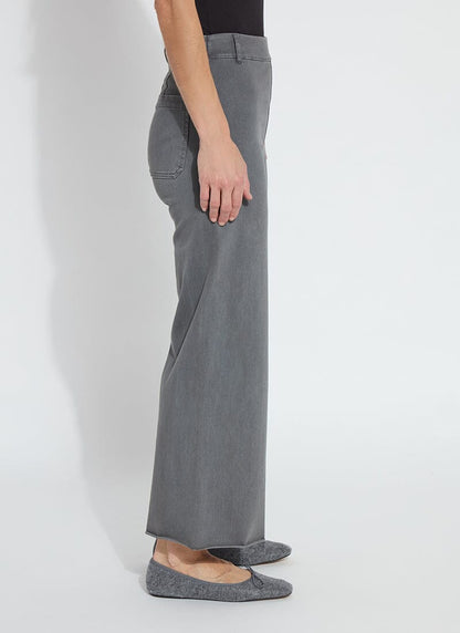 Lysse Erin Hi Waist Wide Leg Denim (28" Inseam) Antique Wash Smoked Green