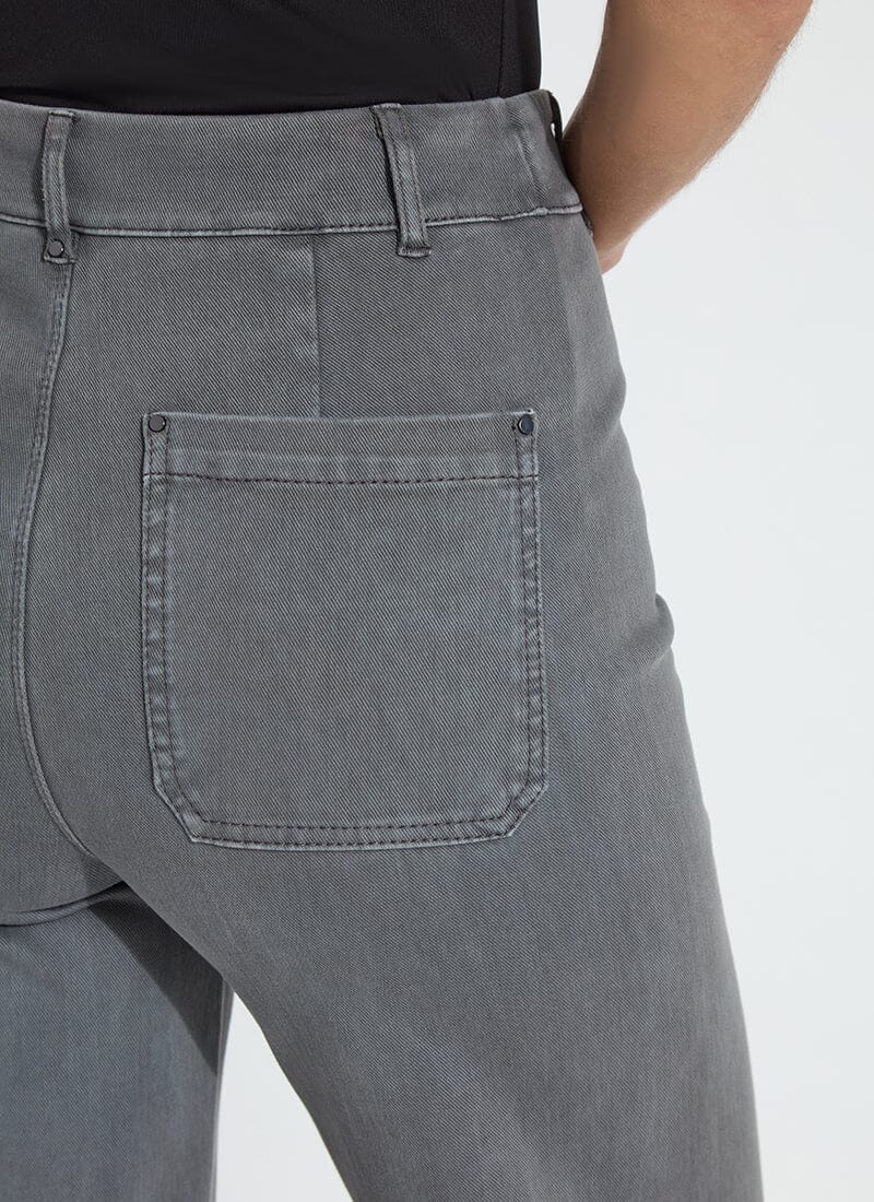 Lysse Erin Hi Waist Wide Leg Denim (28" Inseam) Antique Wash Smoked Green