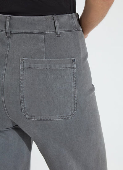 Lysse Erin Hi Waist Wide Leg Denim (28" Inseam) Antique Wash Smoked Green