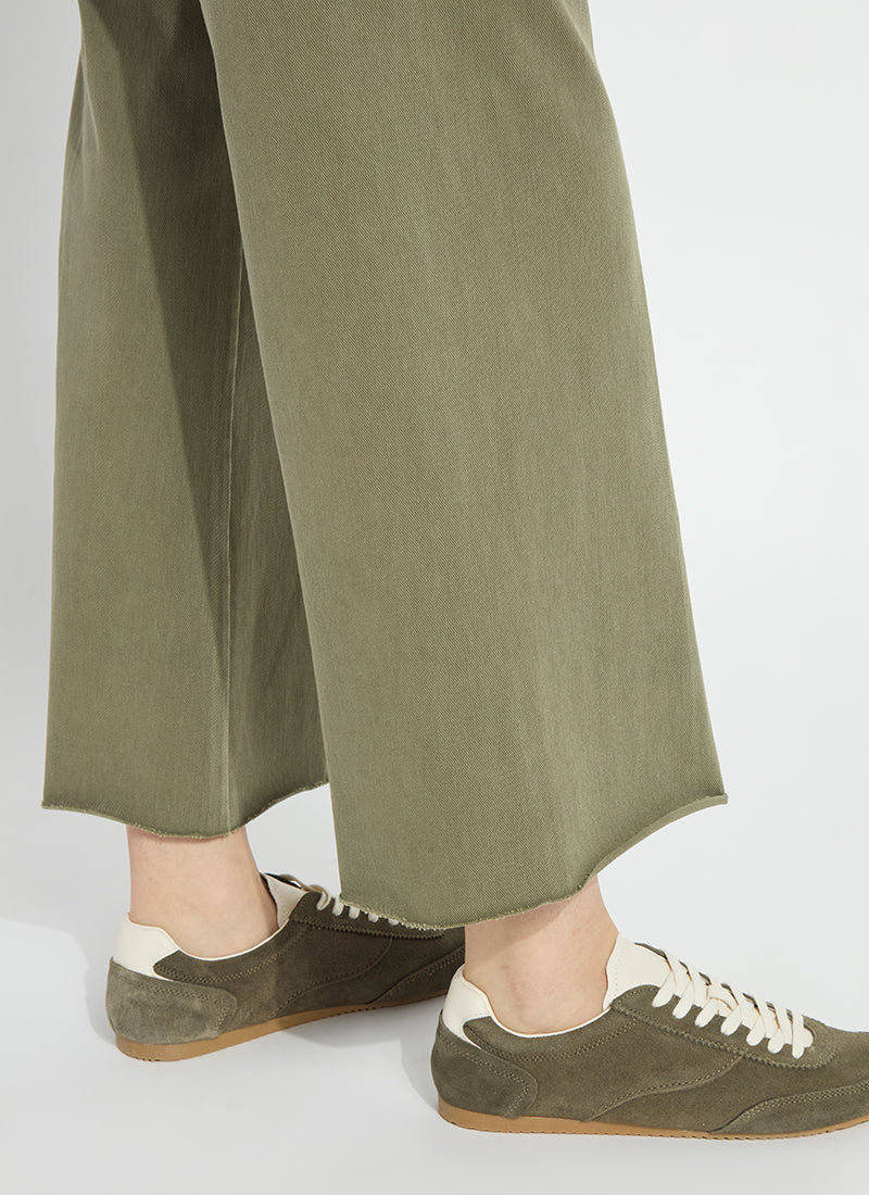 Lysse Erin Hi Waist Wide Leg Denim (28" Inseam) Antique Wash Smoked Green