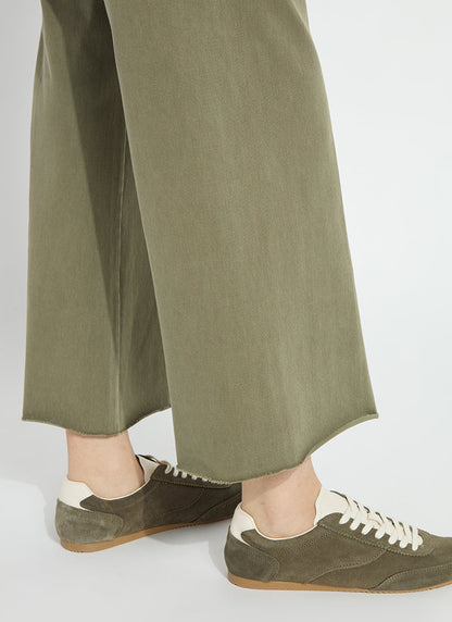 Lysse Erin Hi Waist Wide Leg Denim (28" Inseam) Antique Wash Smoked Green