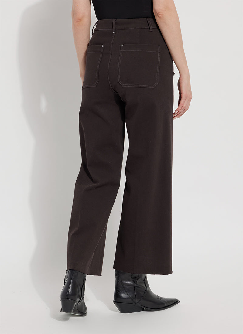 Lysse Erin Hi Waist Wide Leg Denim (28" Inseam) Antique Wash Smoked Green