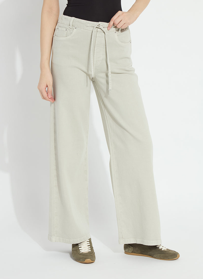 Lysse Nellie Drawstring Wide Leg Denim Refined Taupe