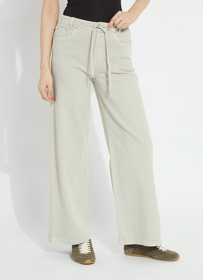 Lysse Nellie Drawstring Wide Leg Denim Refined Taupe