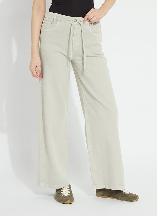 Lysse Nellie Drawstring Wide Leg Denim Refined Taupe