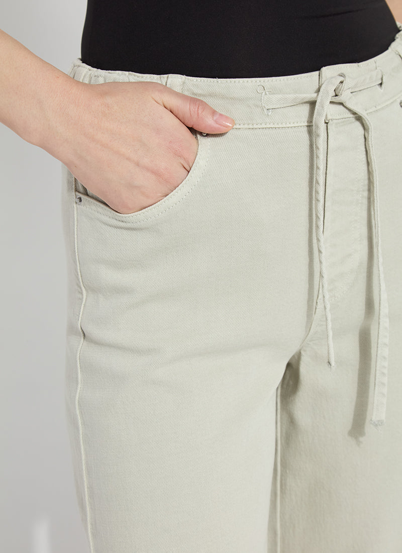 Lysse Nellie Drawstring Wide Leg Denim Refined Taupe