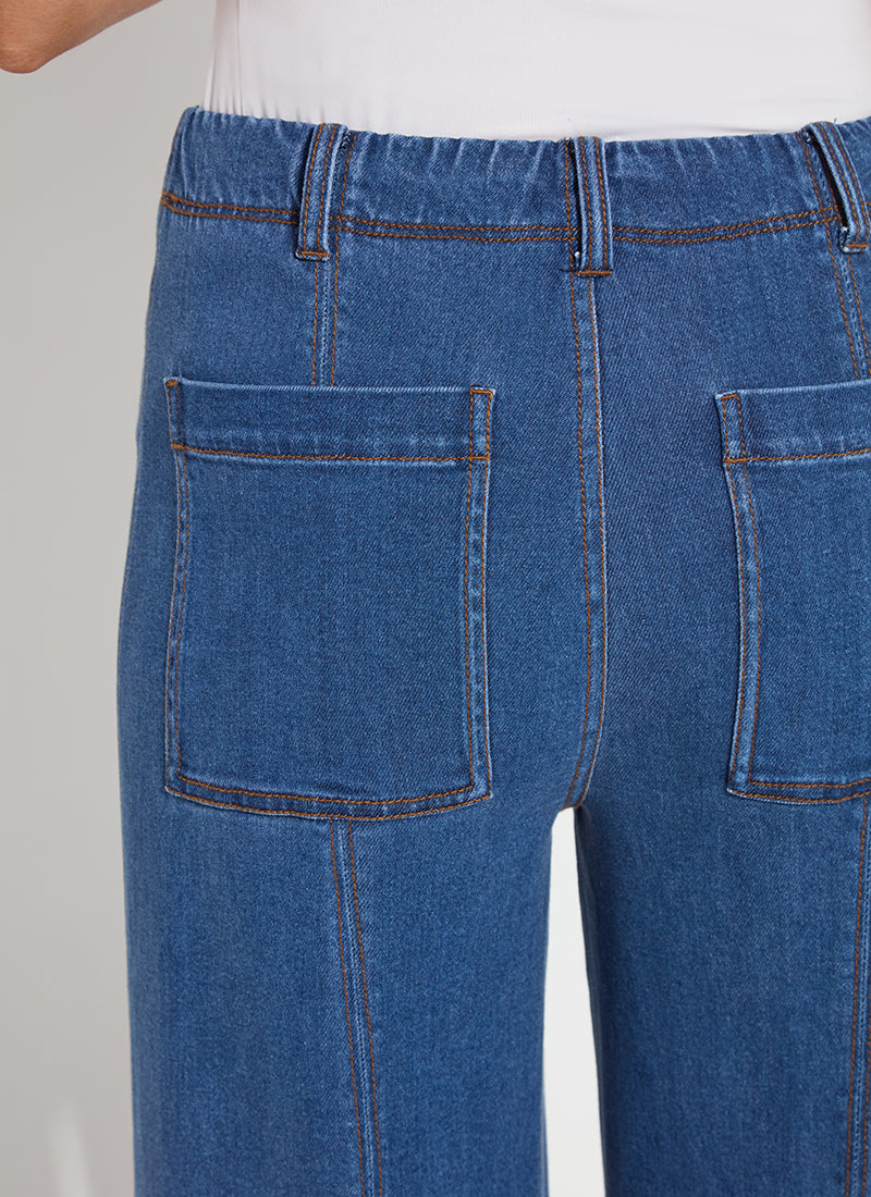 Lysse Irabella Fringed Wide Leg Denim (29.5" Inseam) Midwash
