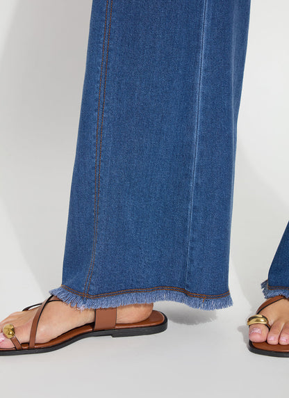 Lysse Irabella Fringed Wide Leg Denim (29.5" Inseam) Midwash
