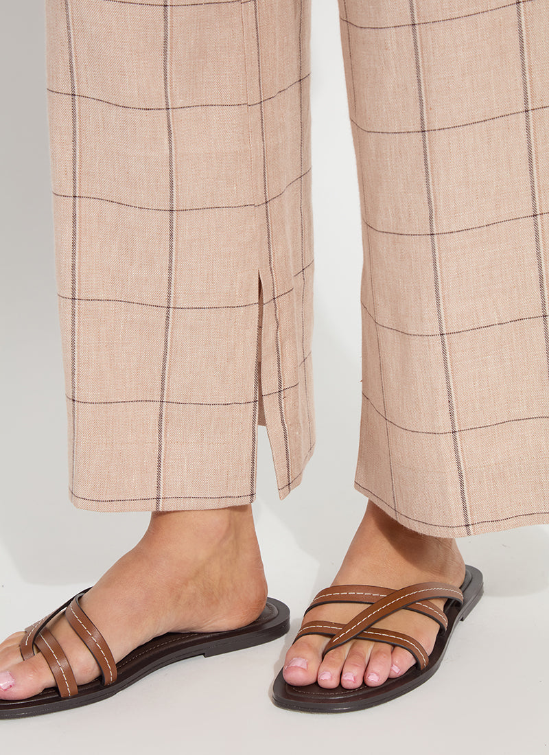 Lysse Nixie Drawstring Linen Wide Leg Pant (27" Inseam) Isla Check