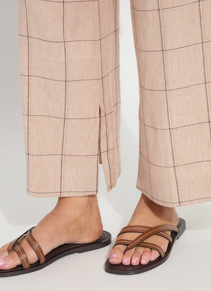 Lysse Nixie Drawstring Linen Wide Leg Pant (27" Inseam) Isla Check