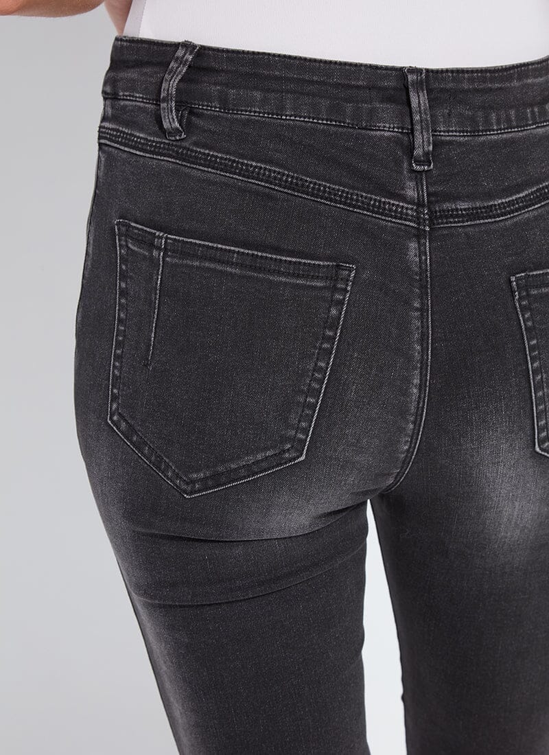 Lysse Estelle Everyday Flare Denim (32" Inseam) Distressed Black