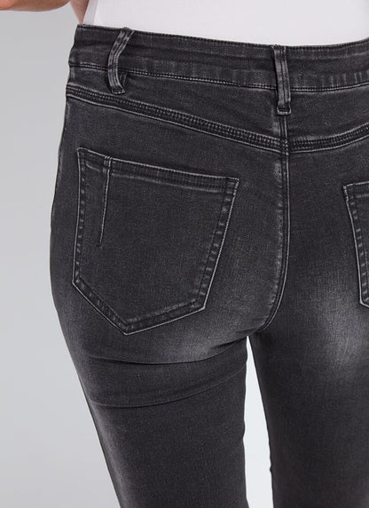 Lysse Estelle Everyday Flare Denim (32" Inseam) Distressed Black