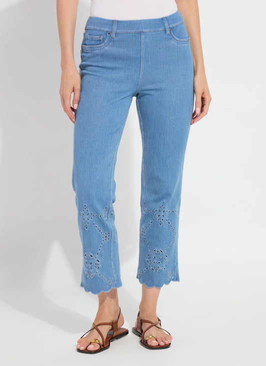 Lysse Billie Eyelet Straight Denim (26" Inseam) Bleached Blue