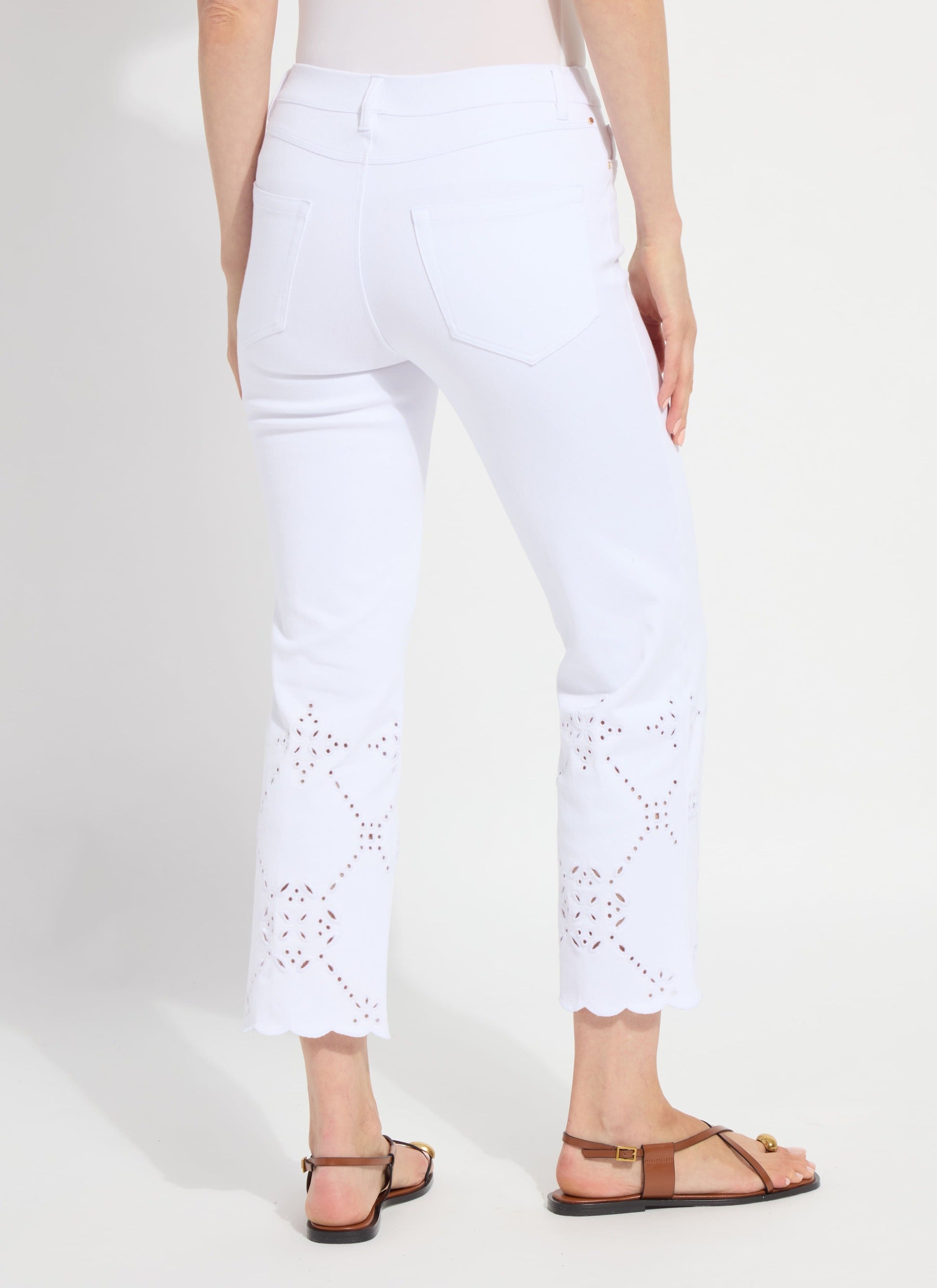 Lysse Billie Eyelet Straight Denim (26" Inseam) Bleached Blue