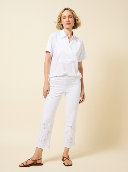 Lysse Billie Eyelet Straight Denim (26" Inseam) Bleached Blue