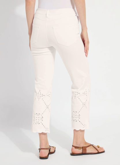 Lysse Billie Eyelet Straight Denim (26" Inseam) Bleached Blue