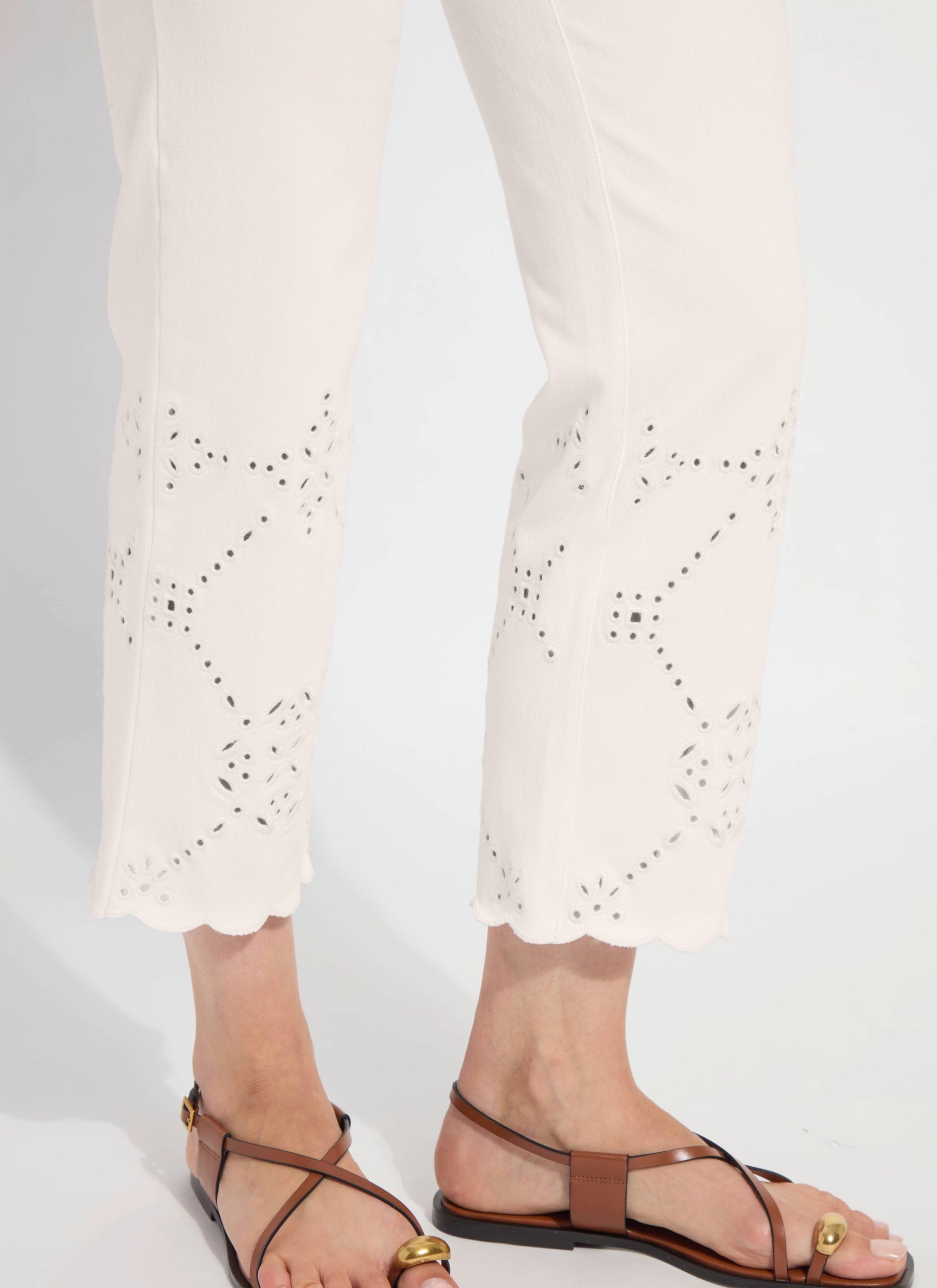Lysse Billie Eyelet Straight Denim (26" Inseam) Bleached Blue