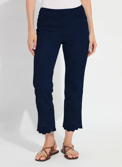 Lysse Billie Eyelet Straight Denim (26" Inseam) Bleached Blue