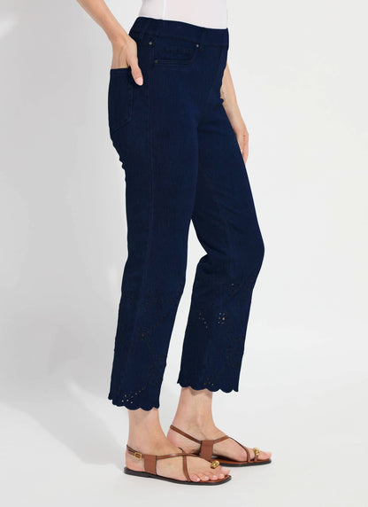 Lysse Billie Eyelet Straight Denim (26" Inseam) Bleached Blue