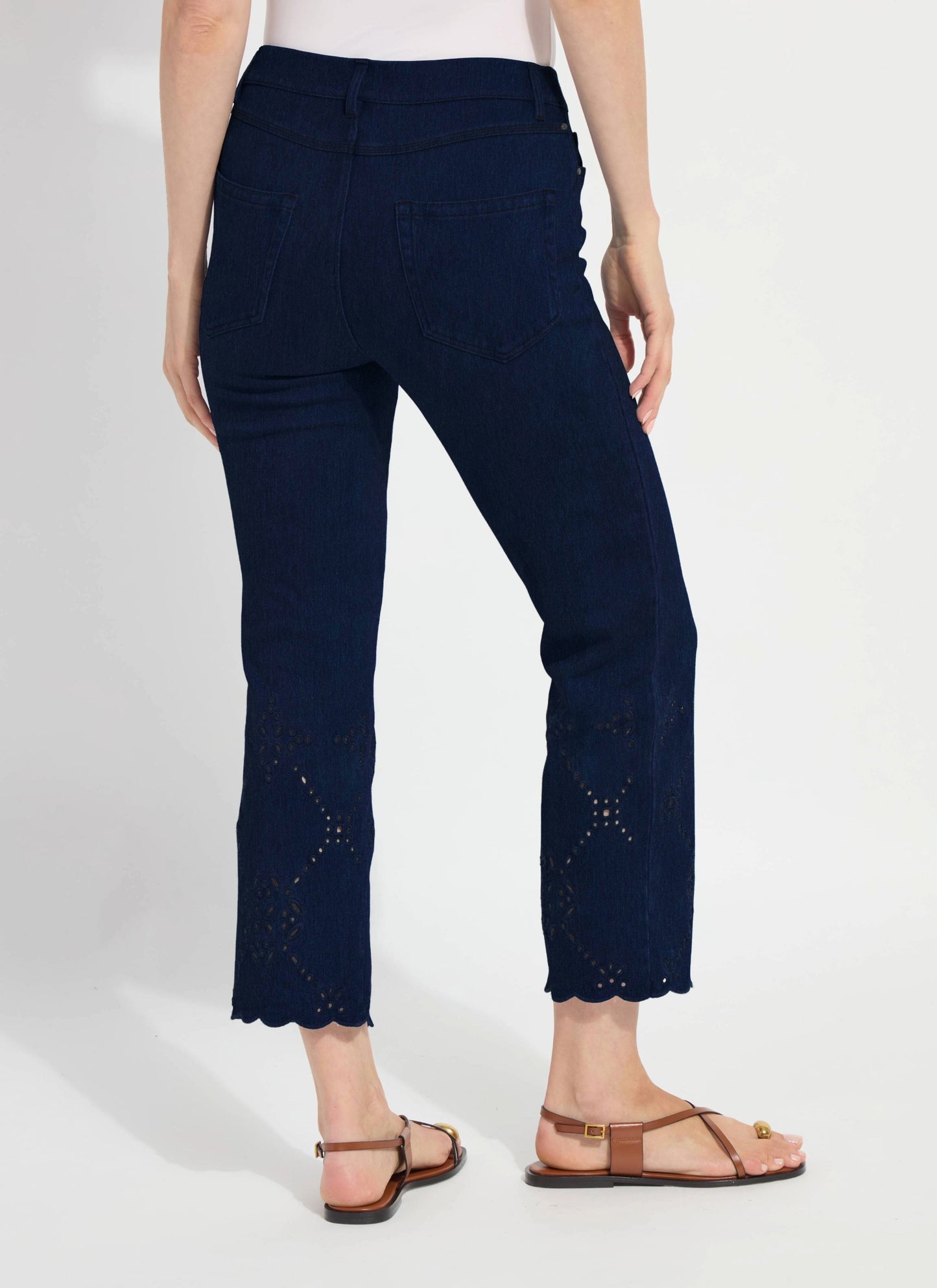 Lysse Billie Eyelet Straight Denim (26" Inseam) Bleached Blue