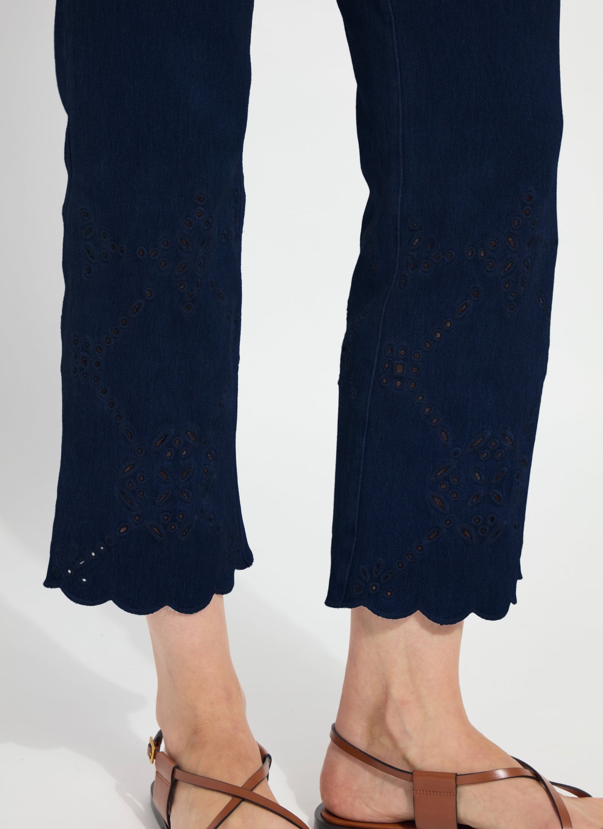 Lysse Billie Eyelet Straight Denim (26" Inseam) Bleached Blue