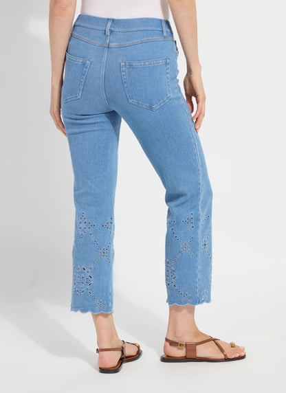 Lysse Billie Eyelet Straight Denim (26" Inseam) Bleached Blue
