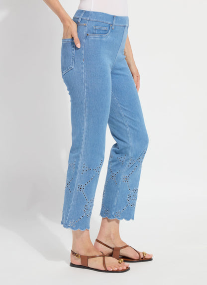 Lysse Billie Eyelet Straight Denim (26" Inseam) Bleached Blue