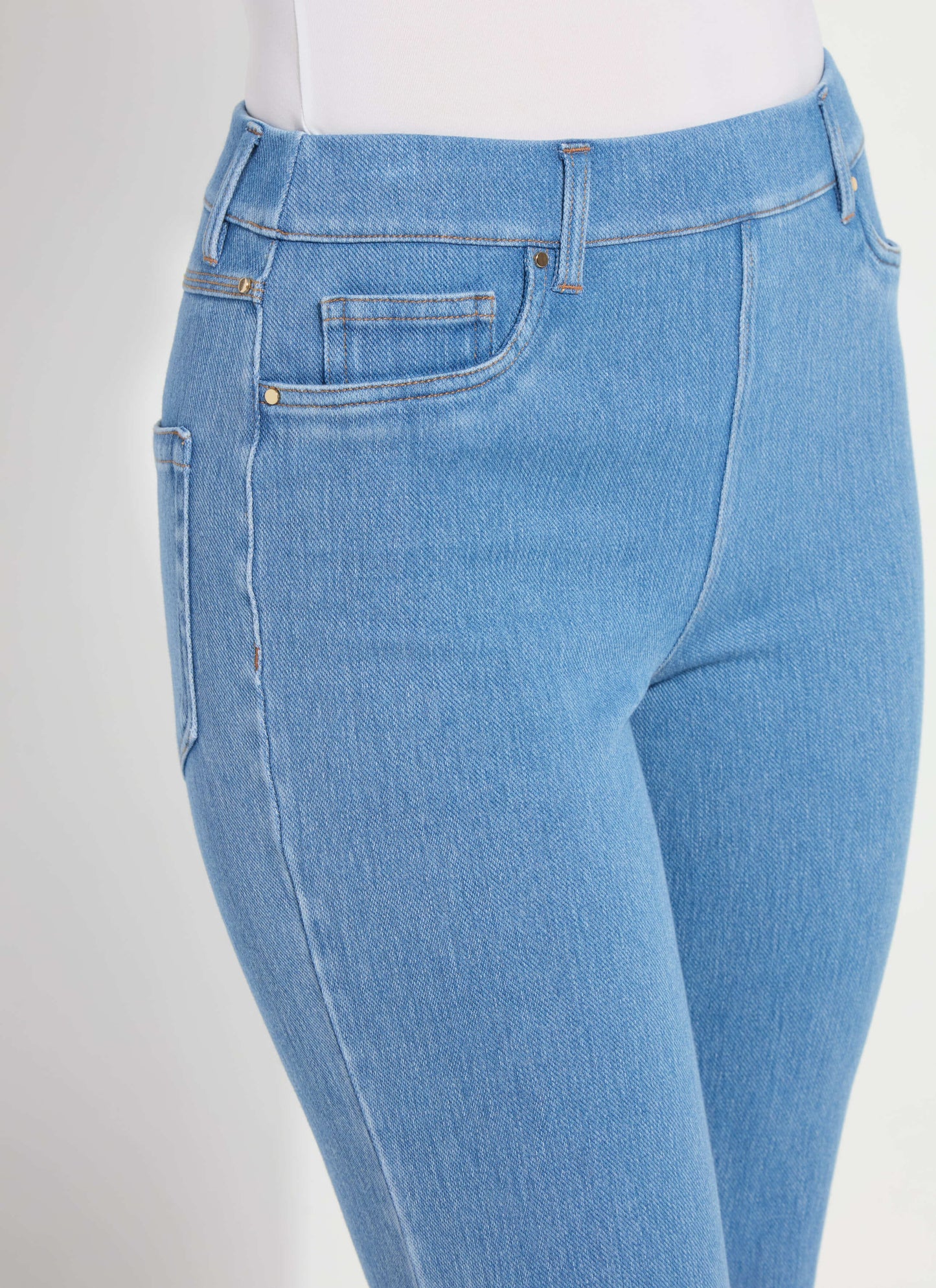 Lysse Billie Eyelet Straight Denim (26" Inseam) Bleached Blue