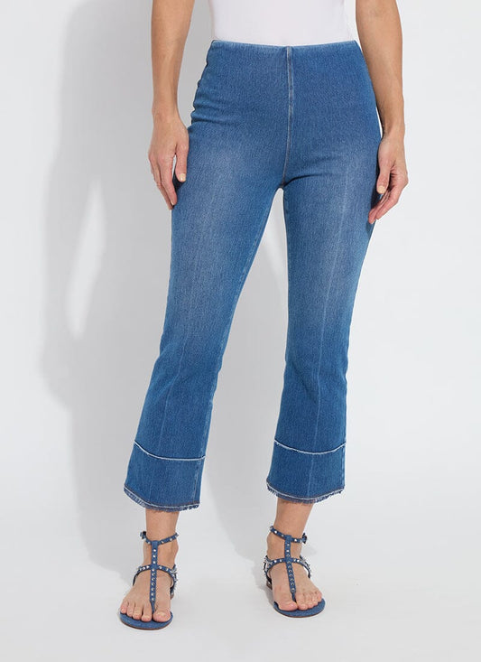 Lysse Dara Seamed Hem Crop Denim (25" Inseam) Mid Wash