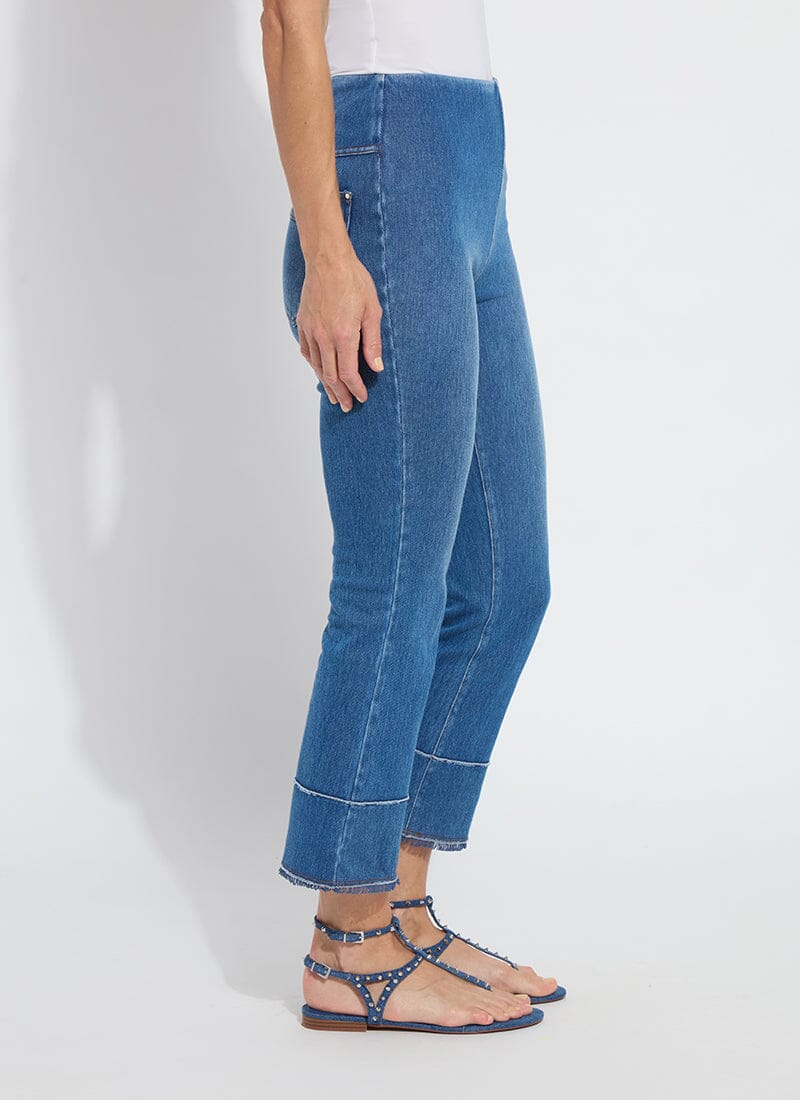 Lysse Dara Seamed Hem Crop Denim (25" Inseam) Mid Wash