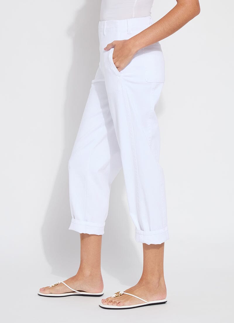 Lysse Winslet Cuffed Barrel Crop Denim (27" Inseam) White