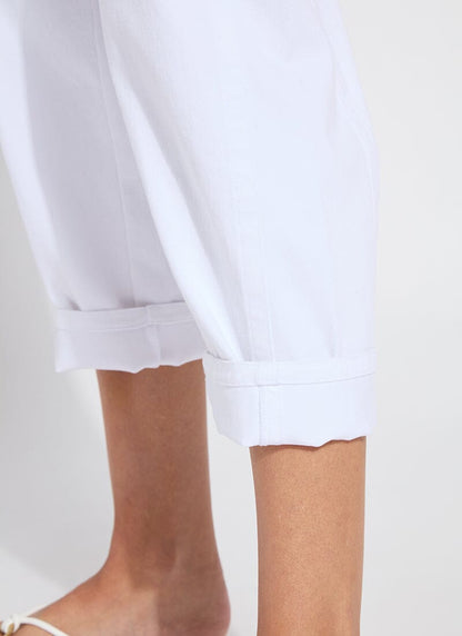 Lysse Winslet Cuffed Barrel Crop Denim (27" Inseam) White