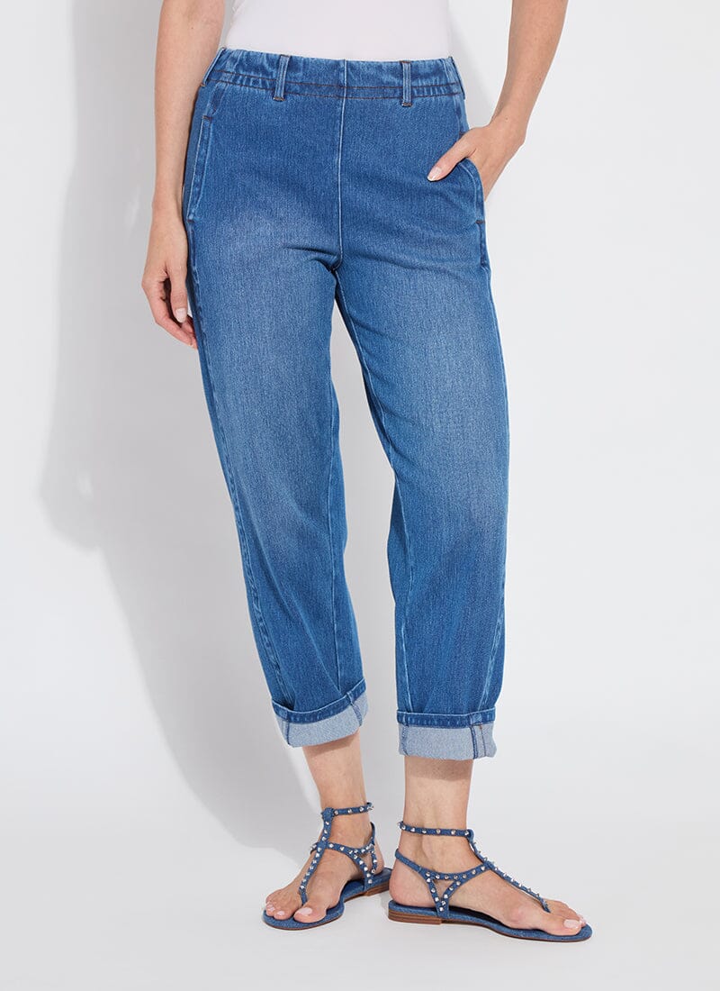 Lysse Winslet Cuffed Barrel Crop Denim (27" Inseam) White