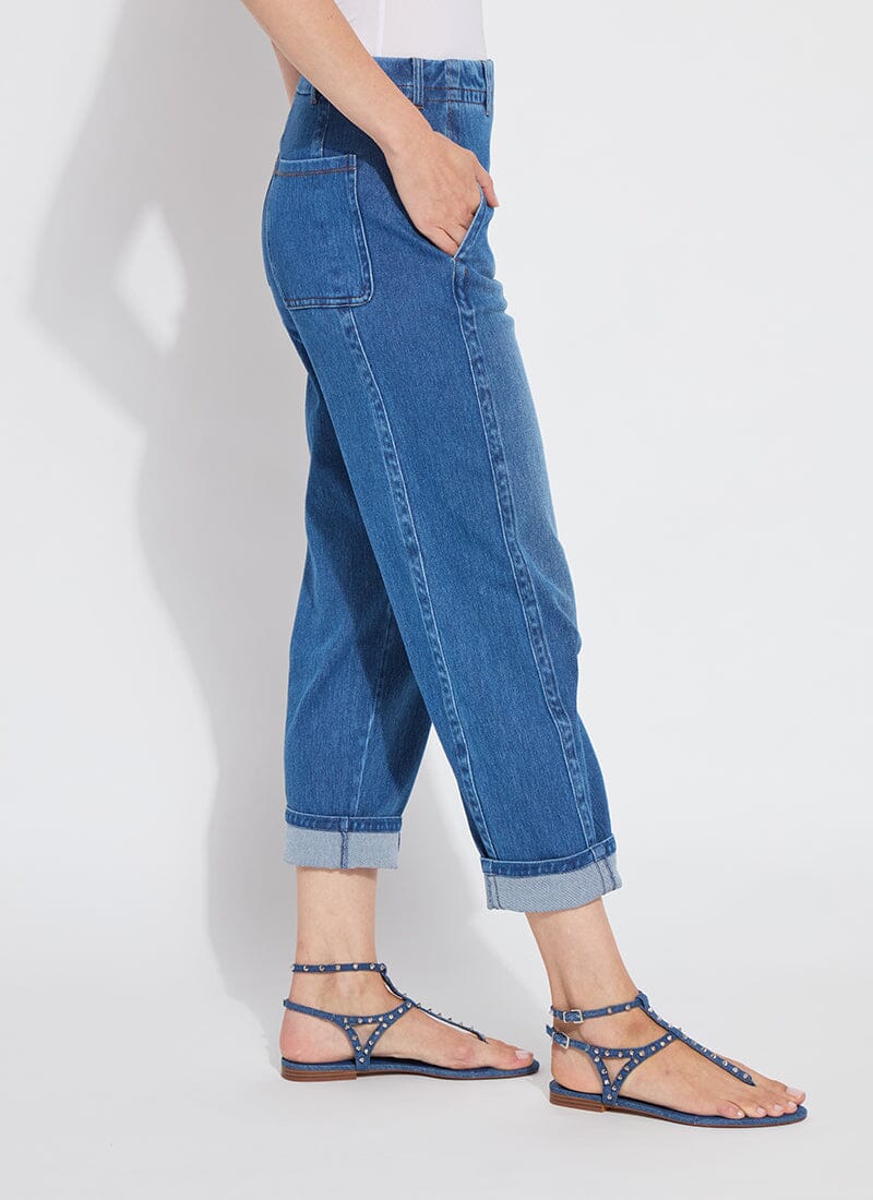 Lysse Winslet Cuffed Barrel Crop Denim (27" Inseam) White