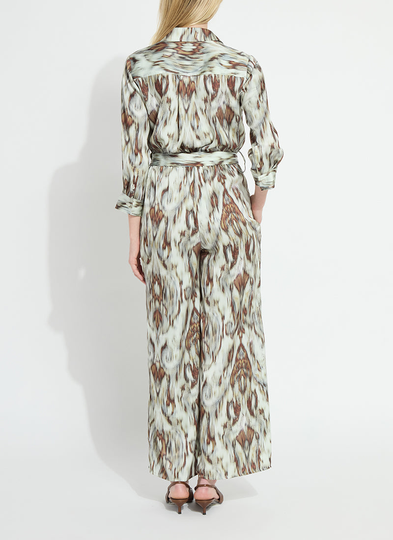 Lysse Dahlia Belted Satin Wide Leg Jumpsuit Woodland Paisley