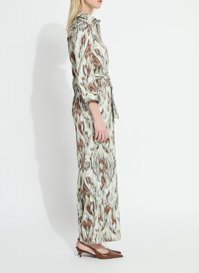 Lysse Dahlia Belted Satin Wide Leg Jumpsuit Woodland Paisley