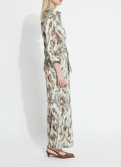 Lysse Dahlia Belted Satin Wide Leg Jumpsuit Woodland Paisley