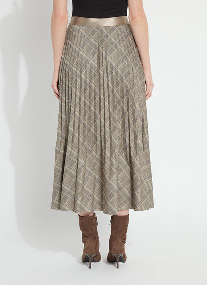 Lysse Sabrina Ponte Pleated Midi Skirt Smoked Green Plaid