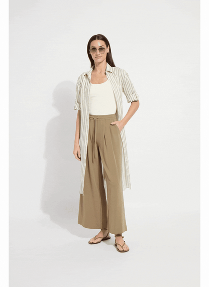 Lysse Juniper Linen Tunic Shirt Dress Olive Grove Stripe